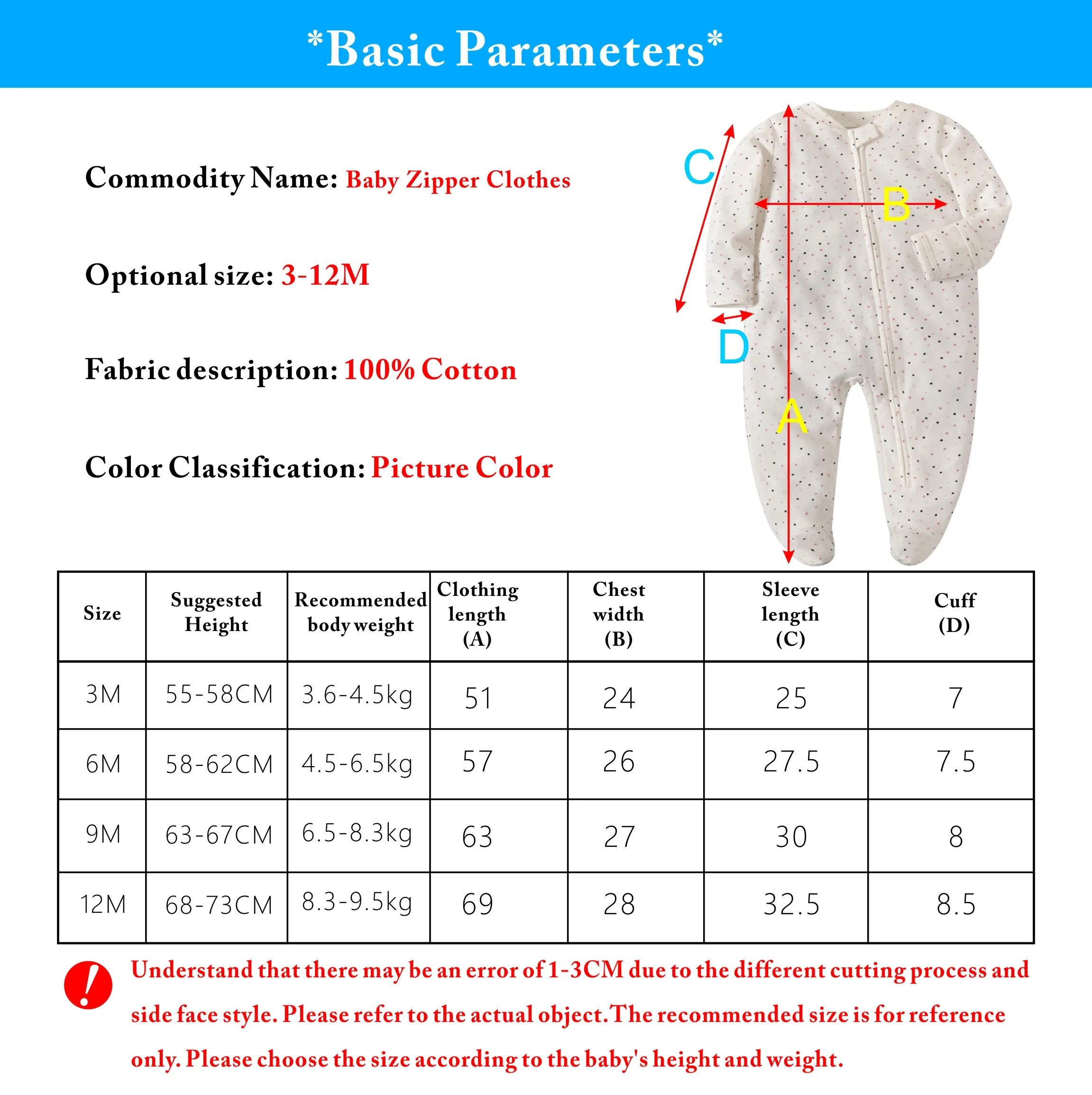Newborn Footed Pajama Zip Baby Clothes Girls and Boys Solid One Piece Jumpsuit Cotton New Born Clothing baby jumpsuit,baby sleepwear
