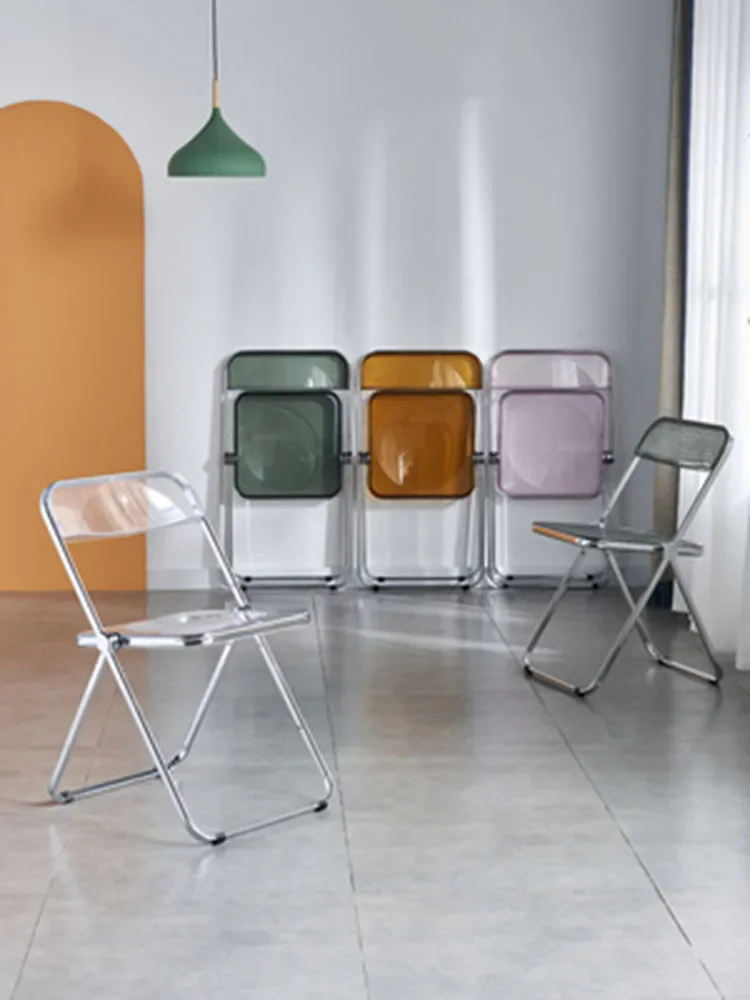 Dining chair. Modern simple household business chair, transparent chair, acrylic folding clothing store photo stool, leis