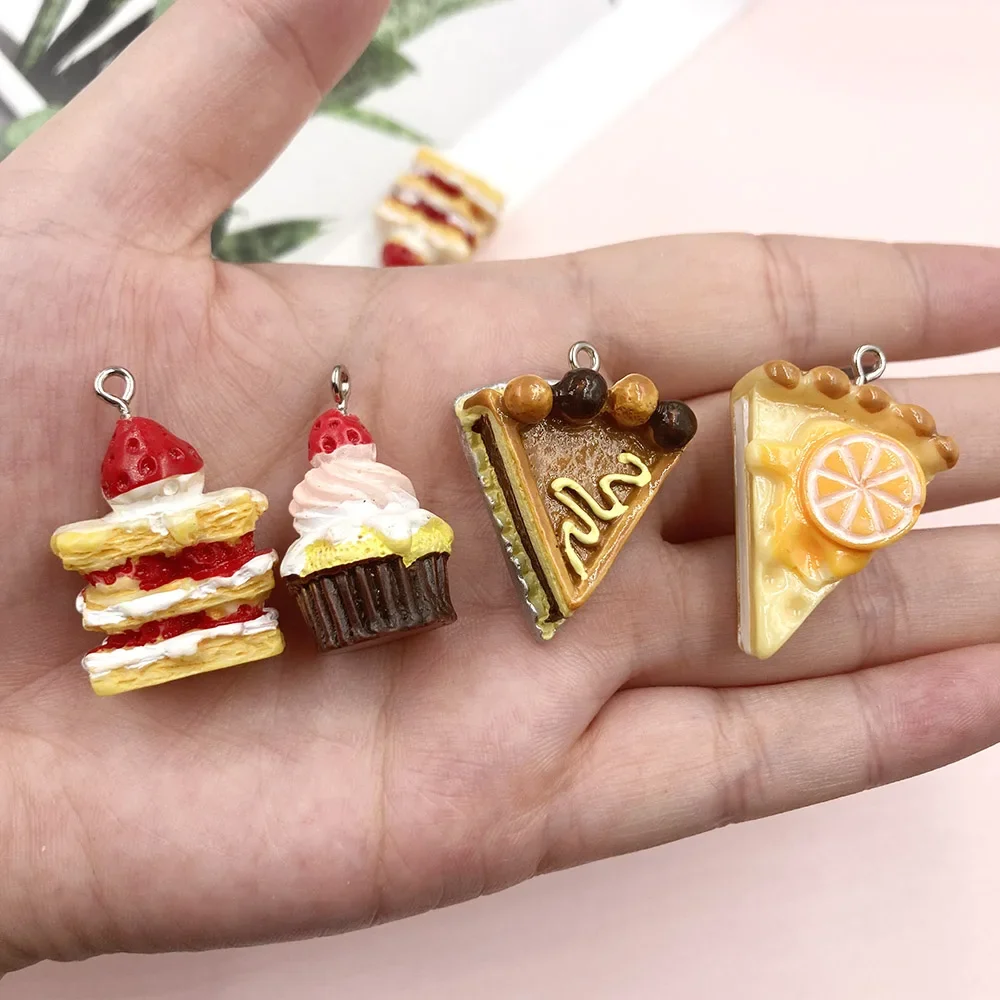 10Pcs Mini Cake Resin Charms for DIY Craft Earrings Necklace Bracelet Jewelry Making Accessories Flat back Cabochon Pendants