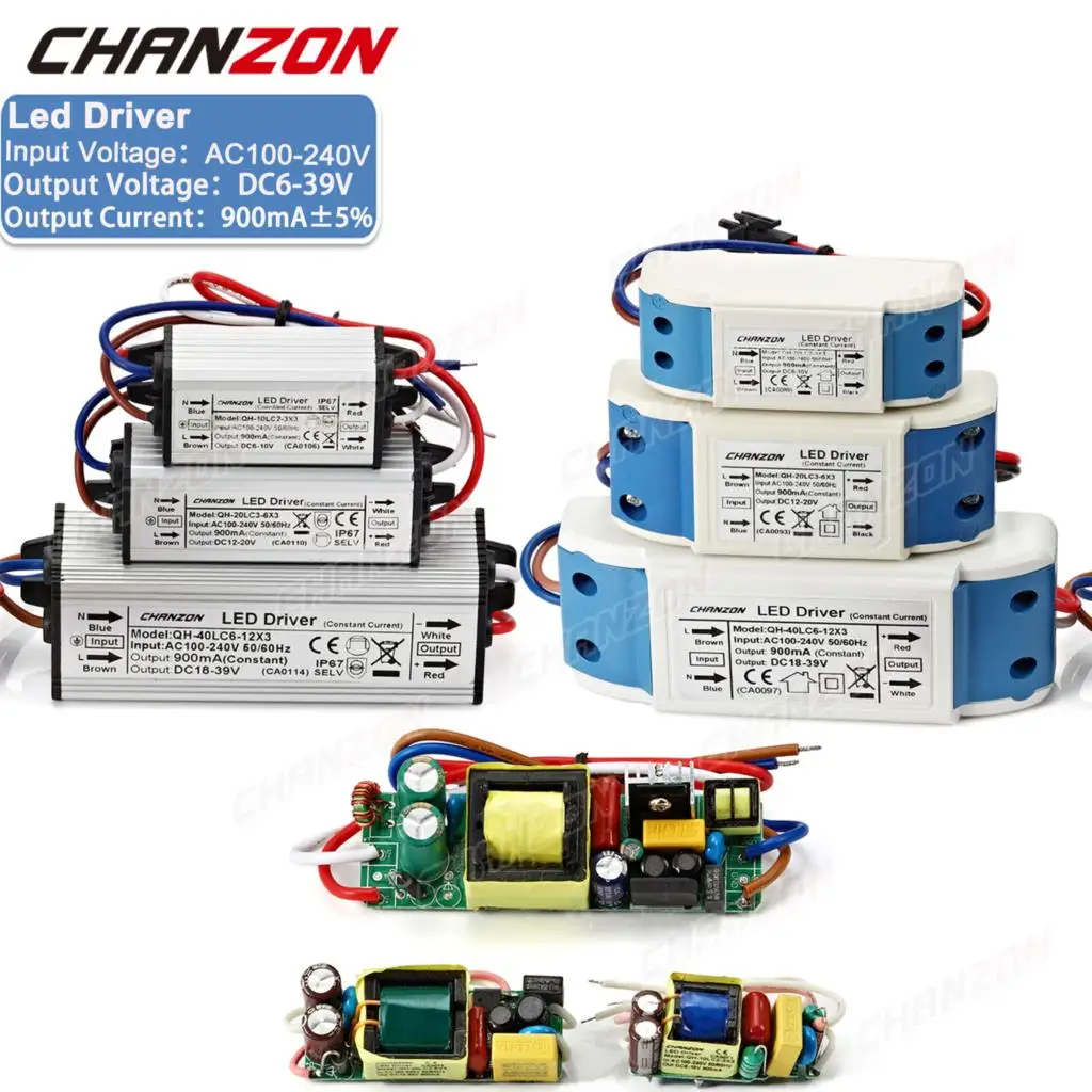 Constant Current 10W 20W 36W 900Ma Outdoor Led Light Waterproof ip67 Driver High Power Supply Low Voltage Transformer Adapter