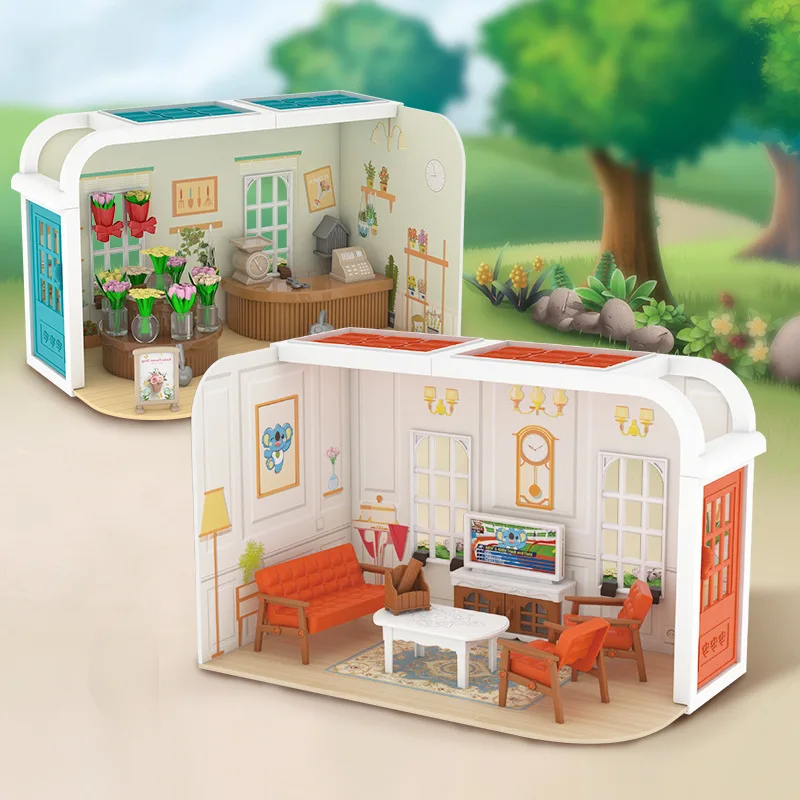 Kawaii Diy Dollhouse Kitchen with Furniture Diy Miniature Building Little House Wooden Toys for Children Adult теремок the little house