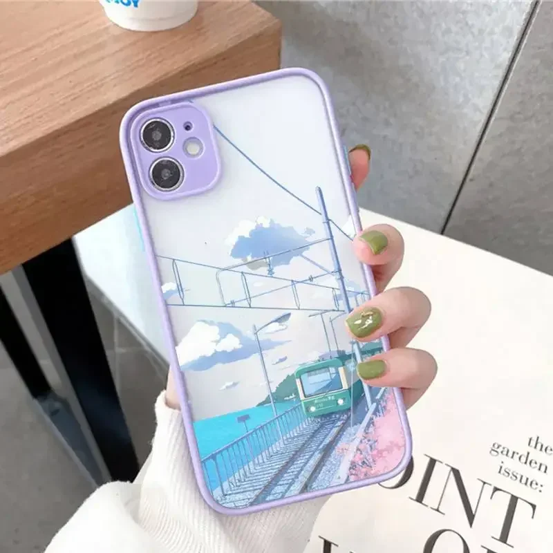 Anime Landscape Oil Painting Anti-Drop Transparent Phone Case Cover