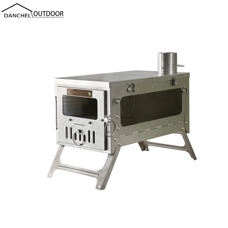 DANCHEL OUTDOOR 100% Titanium Plus size Wood Stove with Chimney