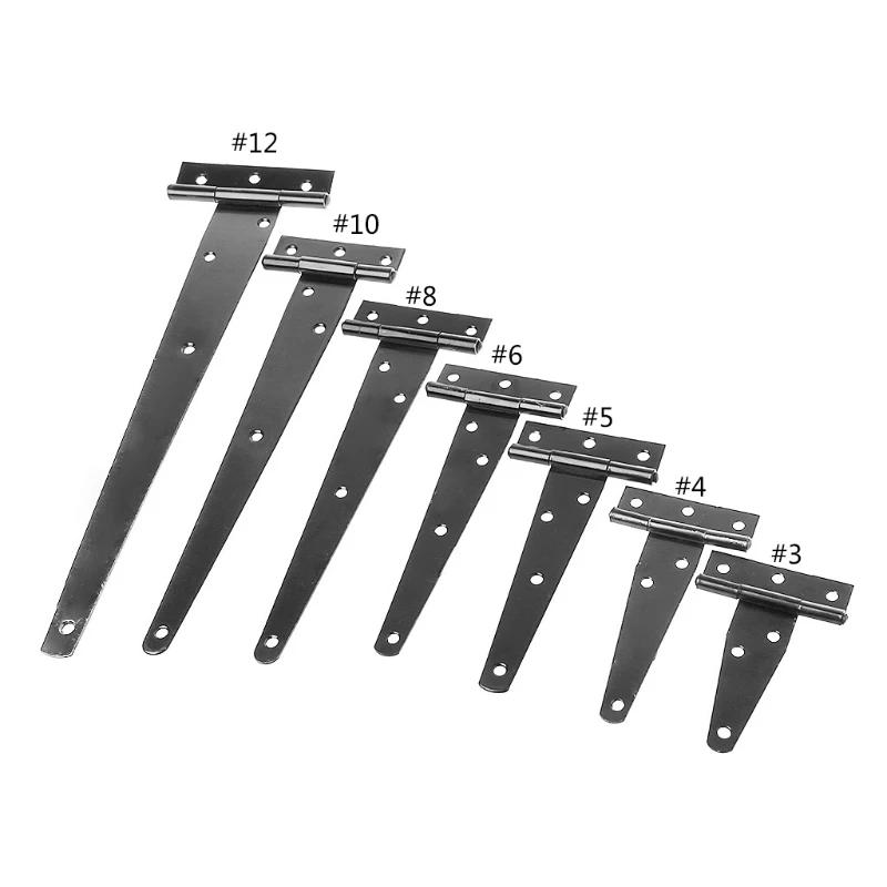 3/4/5/6/8/10/12 inch Black paint T hinge cabinet shed wooden door gate hinges