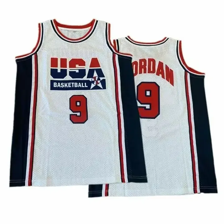 1992 Dream Team #9 Jordan Basketball Jerseys Navy White All Stitched Throwback