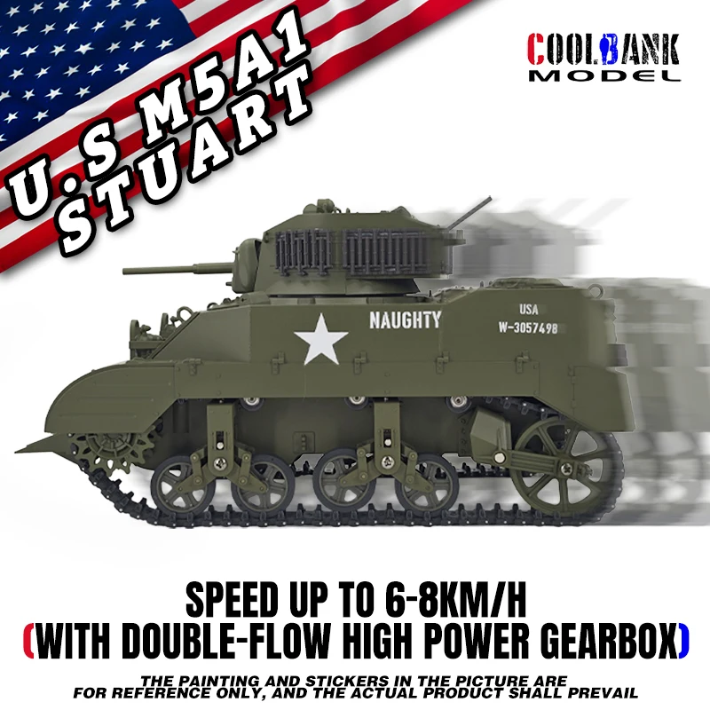 COOLBANK 1:16 RC Tank High Speed Drift RC Cars Stuart M5A1 Light Tank Military Vehicles Off Road Car Tanks Model hobby Toys Boys 5