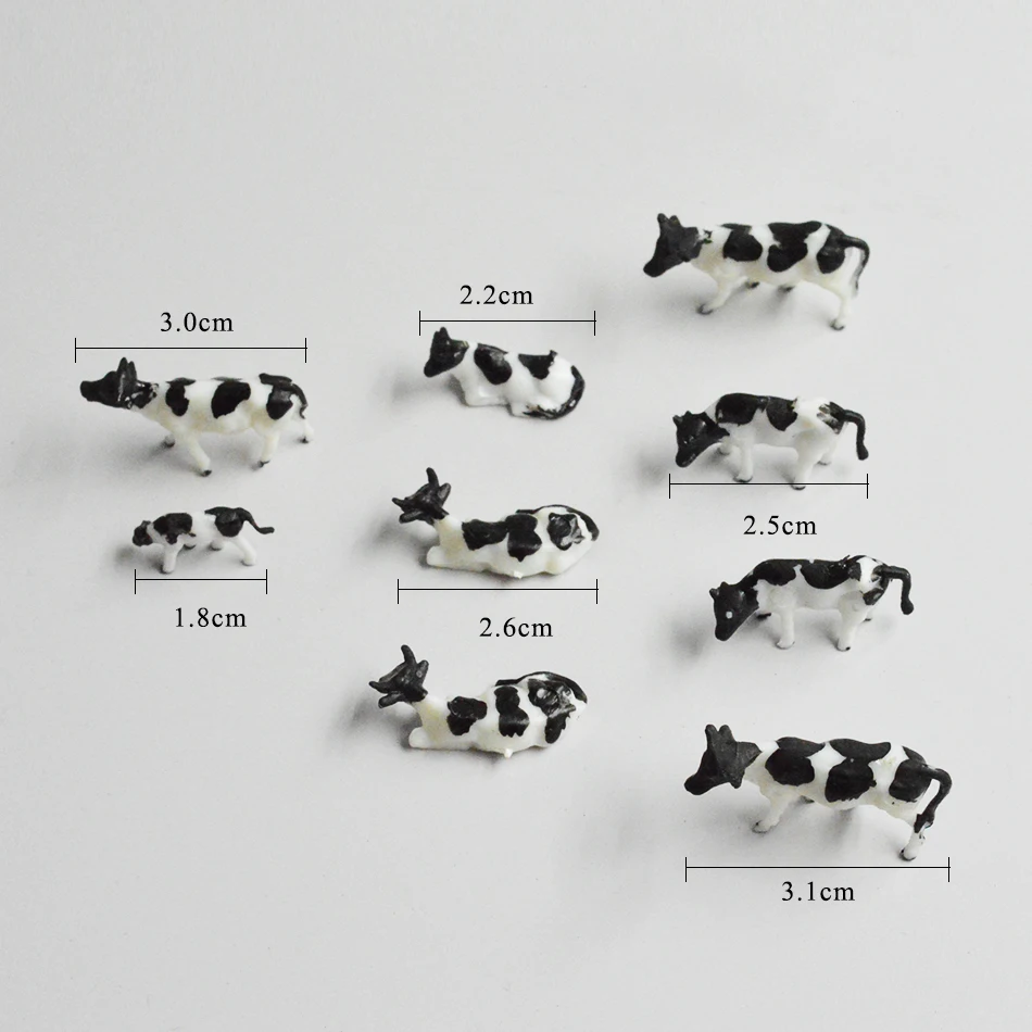 Maßstab 1:87 Miniatur Kühe Modell ABS Kunststoff Tiere Rinder Spielzeug für DIY Herstellung HO Bauernhof Szene Materialien Diorama Kits 20 Stücke – Detail 2