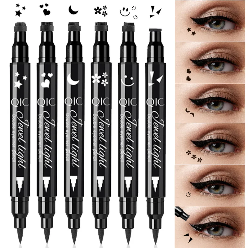 NEW Double Head Liquid Eyeliner Stamp Black Seal Eye Liner Pen Moon
