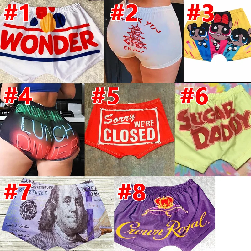 shortsportgusherssnackbootyshortPrintShortsSummerCasualHigh