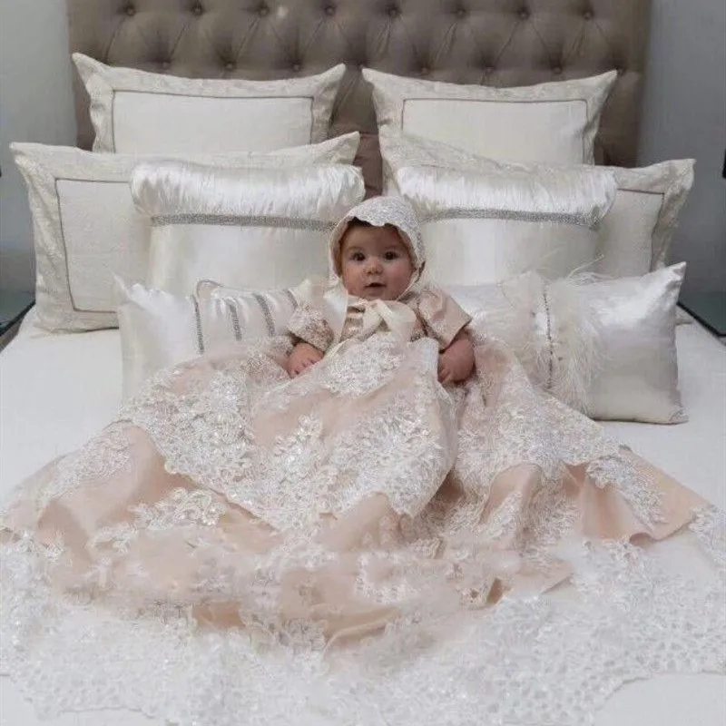 Pink Lace Baptism Dress 2