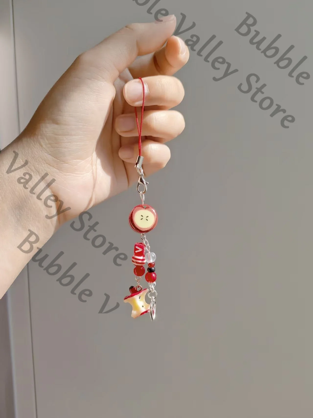 Anime Love and Deepspace Caleb Cosplay Apple Pendant Beaded Cartoon Camera Chains Bag Phones Strap Decoration