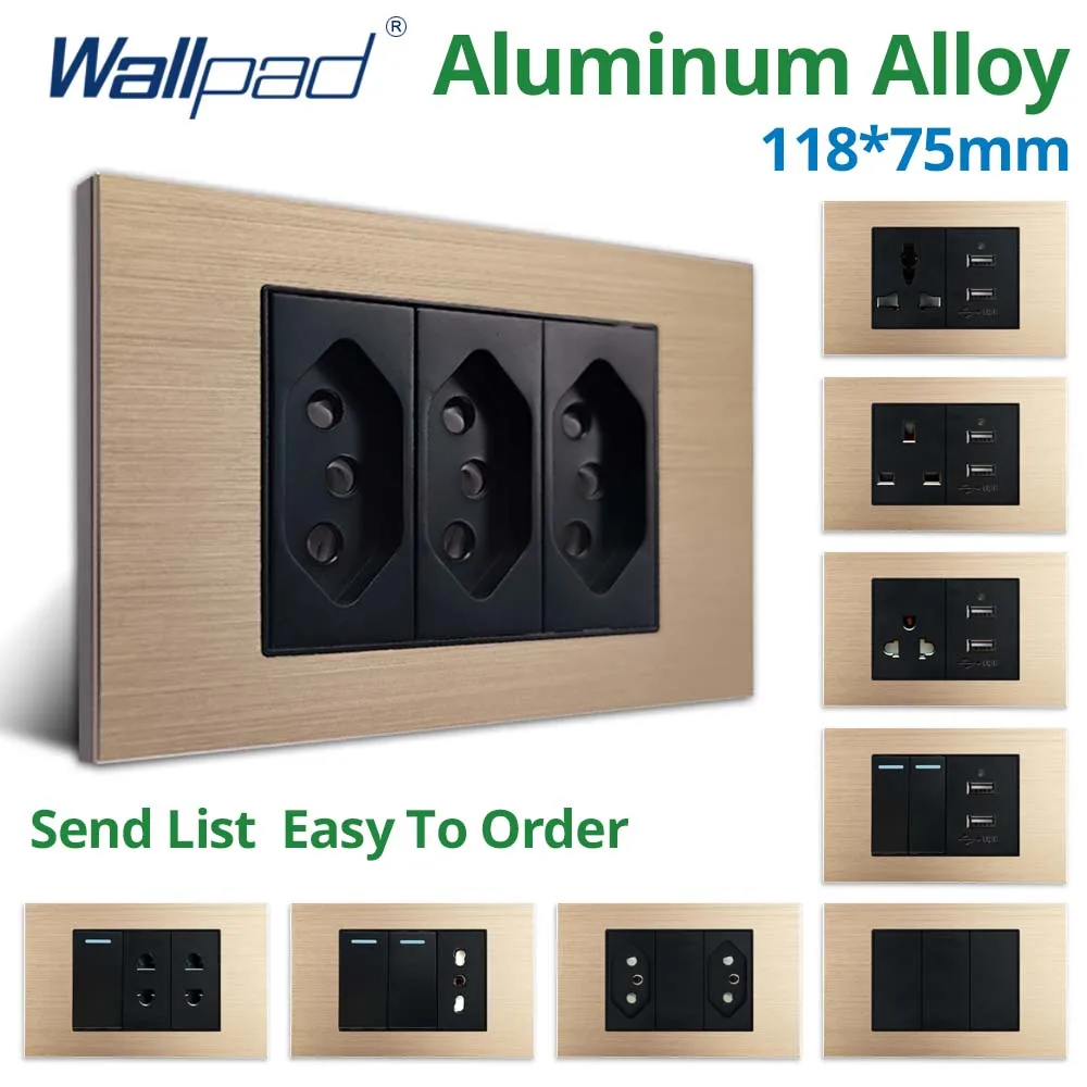 Wallpad1234GangWallLightSwitchUSBChargePort5V2100mABrazil