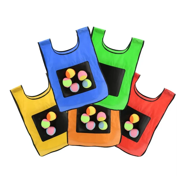 Sticky Dodge Ball Game Vest Outdoor Sports Toy Jersey Fabric  Props Throw Catch Soft Fleece Balls Safe for Kids Teens Adults