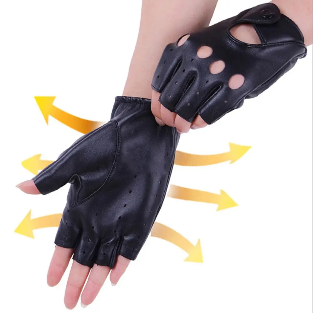 

Fashion Black Fingerless Gloves Hot Half Finger Driving Gloves PU Leather