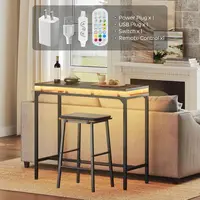 LED-Illuminated Counter-Height Metal Pub Table for Living and Dining Rooms - Black 6