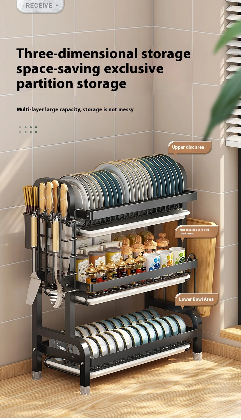 Multifunctional Kitchen Storage Rack - Bowl Dish  Chopstick Organizer