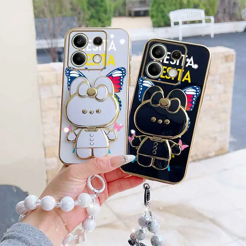 Dancing Butterfly Phone Case Set with Lanyard and Rabbit Stand