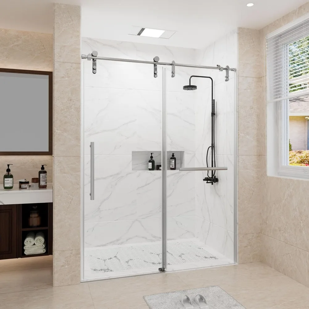 Shower Door 56-60" W X 76" H Frameless Shower Door,Sliding Door with 5/16"(8mm) Clear Tempered Glass