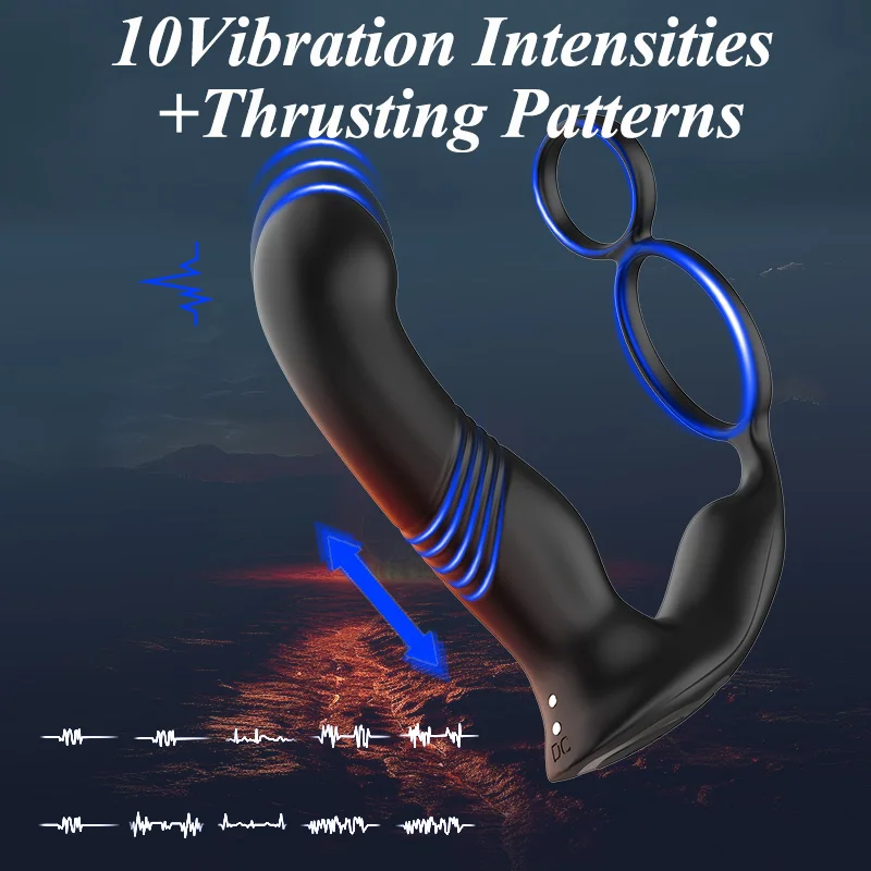 Teleskop vibrierende Butt Plug Anal Vibrator mit Penis ring männliche Prostata Massage gerät Buttplug Anus Sexspielzeug für Männer Homosexuell Erwachsene