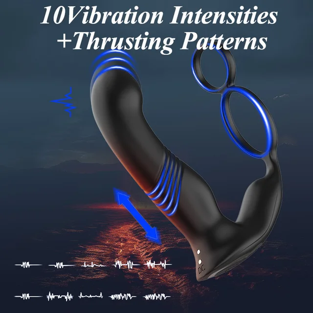 Teleskop vibrierende Butt Plug Anal Vibrator mit Penis ring männliche Prostata Massage gerät Buttplug Anus Sexspielzeug für Männer Homosexuell Erwachsene