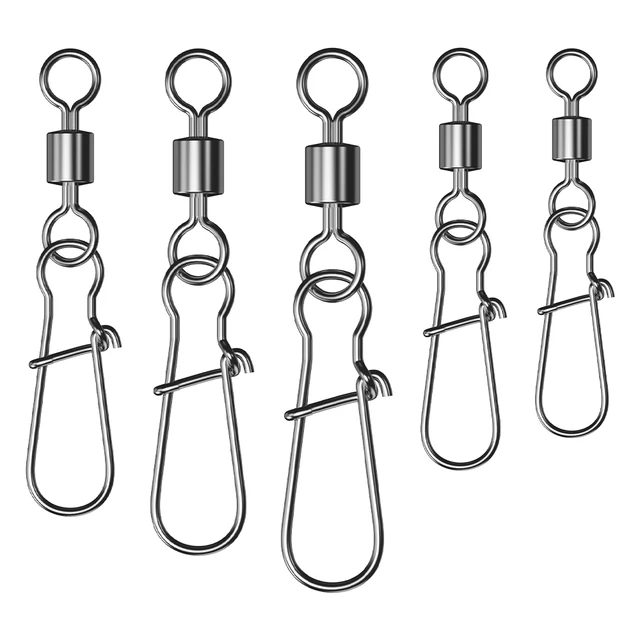50pcs/Box Fishing Connector Swivels with Interlock Pin, Snap-on Rolling Swivel, Stainless Steel Snap Fishhook, and Lure Fishing - Image 6