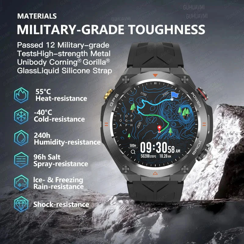 2024 New GPS Smart Watch 1.45" Ultra HD Display Built-in GPS & Compass Make/Receive Phone Calls 650mAh Battery Smart Braceletes 6