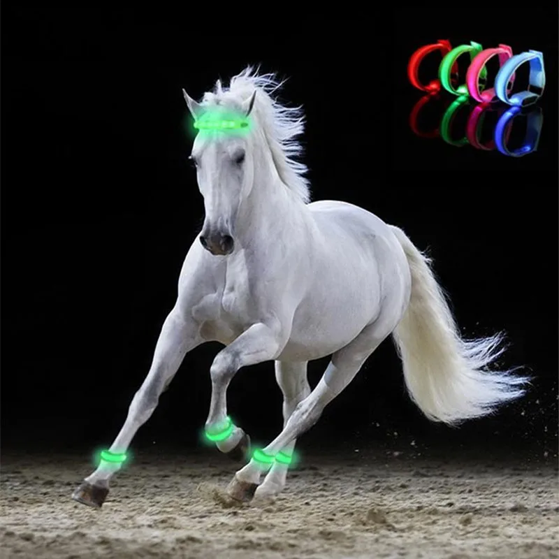 4PCS  Horse Leg Safety Belt LED Lighting Horse Leg Straps Night Riding Equipment Outdoor Sports Equestrian Supplies 6