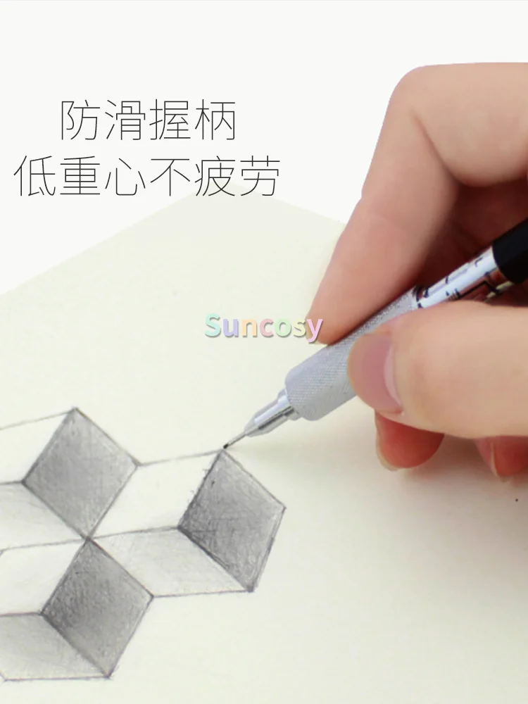 OHTO Lumio 자동 연필, MS01 - 0.5mm, 낮은 무게 중심 조절 가능, 금속 미끄럼 방지 그립, 편안한 그리기 및 쓰기