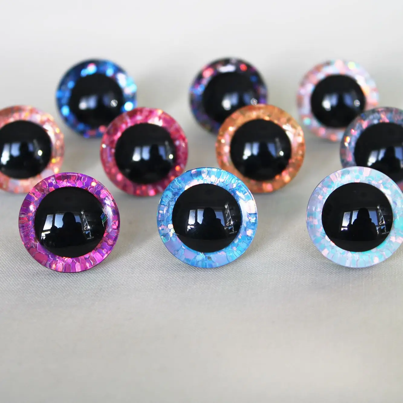 Doll Eyes 20pcs 9mm to 35mm craft eyes New fashion super 3D glitter toy safety eyes doll pupil with washer--color option-T10 glass doll eyes doll eyes doll accessories plush doll accessories doll eyewear accessories