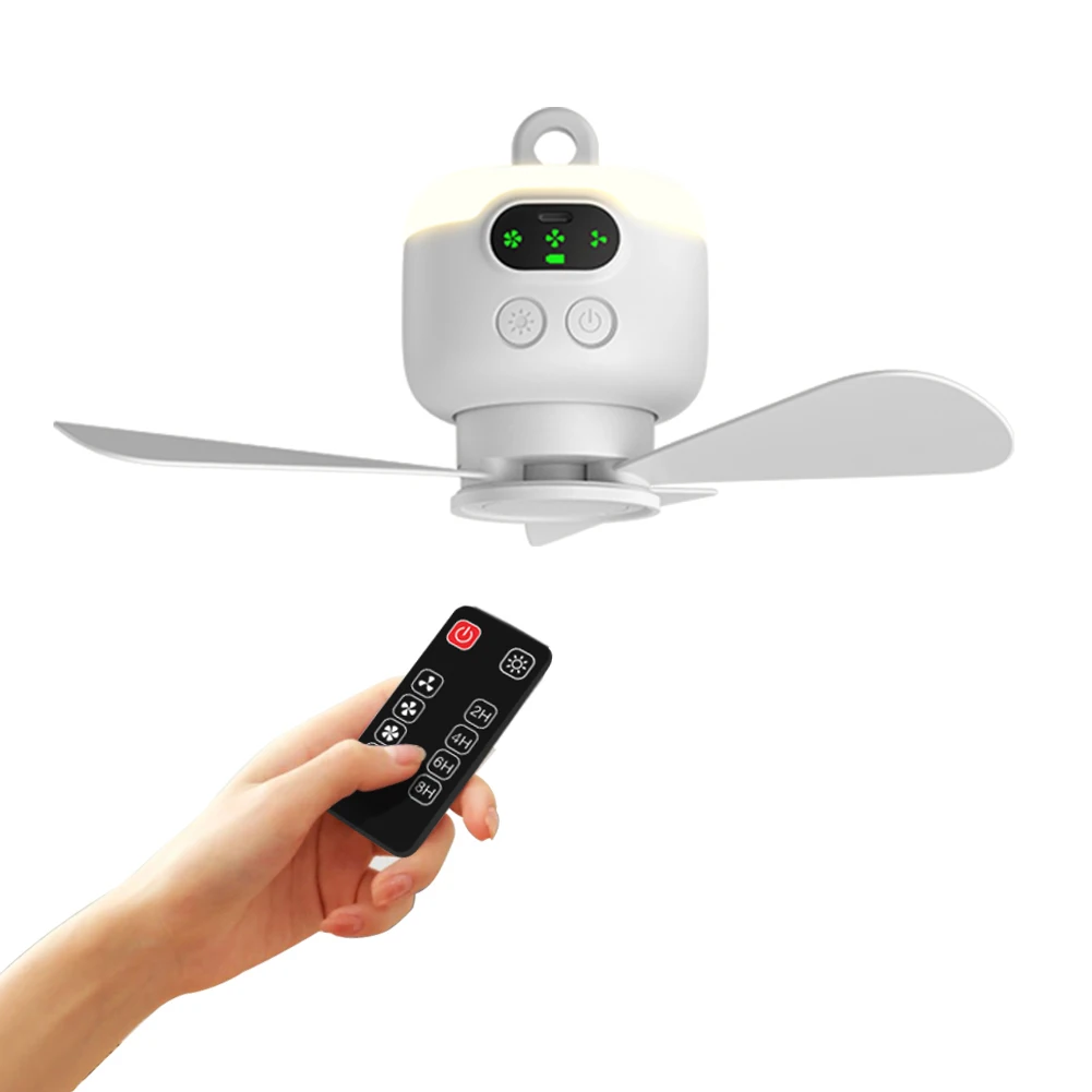 Hanging Fan Battery Operated Camping Fan with Remote Control USB Rechargeable Fan 3 Wind Speed for Emergency Survival
