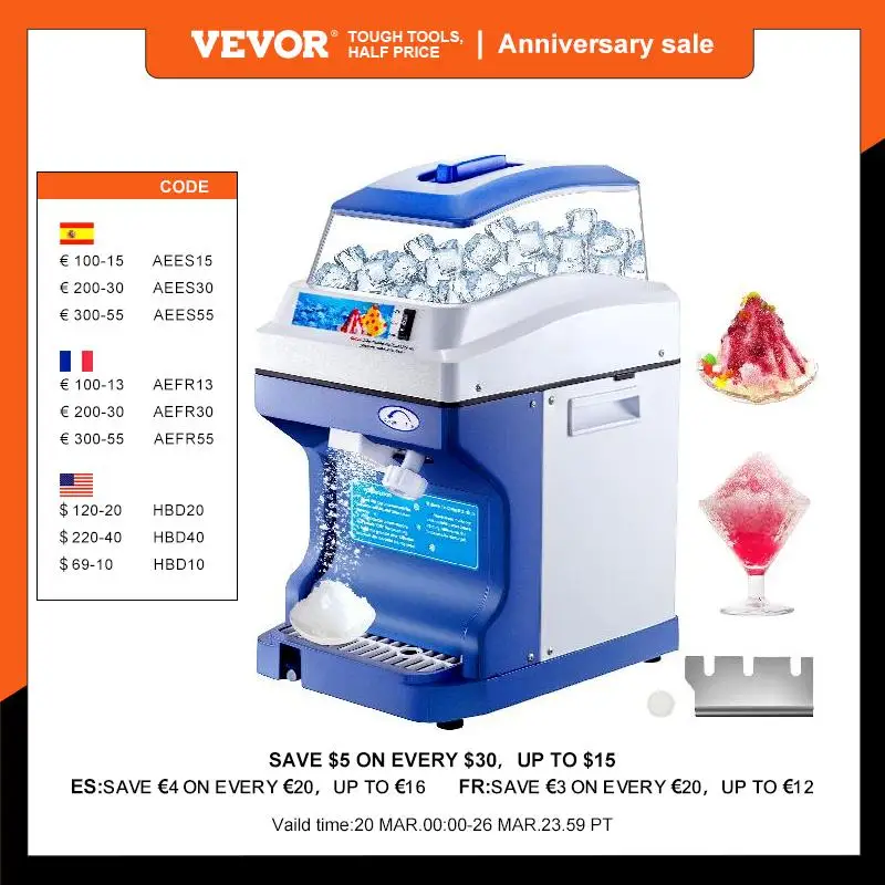 Electric Ice Crusher Machine Snow Cone Ice Maker Machine 120/200 Kg