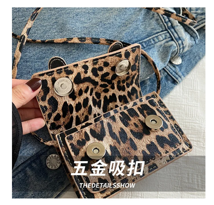 Women's Stylish Leopard Print Large Capacity Shoulder Crossbody Bag | Mini Coin Purse & Trendy Square Clutch, Casual Daily Use