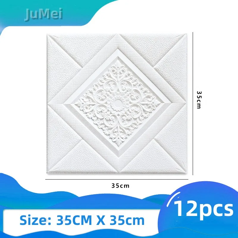 4/12pcs 3D Wall Panel Home Decor Wall Stickers Living Room Foam Self-Adhesive Wallpaper Waterproof And Mildew-Proof Wallpaper край стена клей для ванной герметик водонепроницаемый и mildew proof стекло клей герметик душ барьер шов шитье