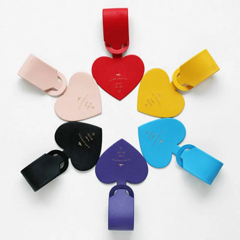 

Удобный держатель для удостоверения личности, простой кожаный держатель для багажа в форме сердца из ПВХ, ярлык для багажа, ярлык для информации, ярлык для багажа