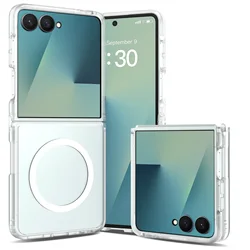 Luxury Matte Magnetic Charge Phone Case with Skin Feel Shockproof Fold Cover for Galaxy Z Flip 8 (Matte clear)