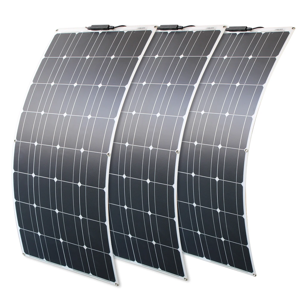 

100W 200W 300W Solar Panel Kit or 16V Flexible Mono Photovoltaic Solar plate Power 12V 24V High Efficiency Paneles Solares