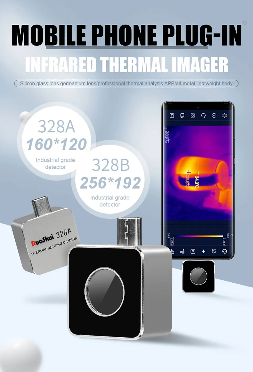 Переносной тепловизор, USB тепловизионная камера Type-C VC328 ...