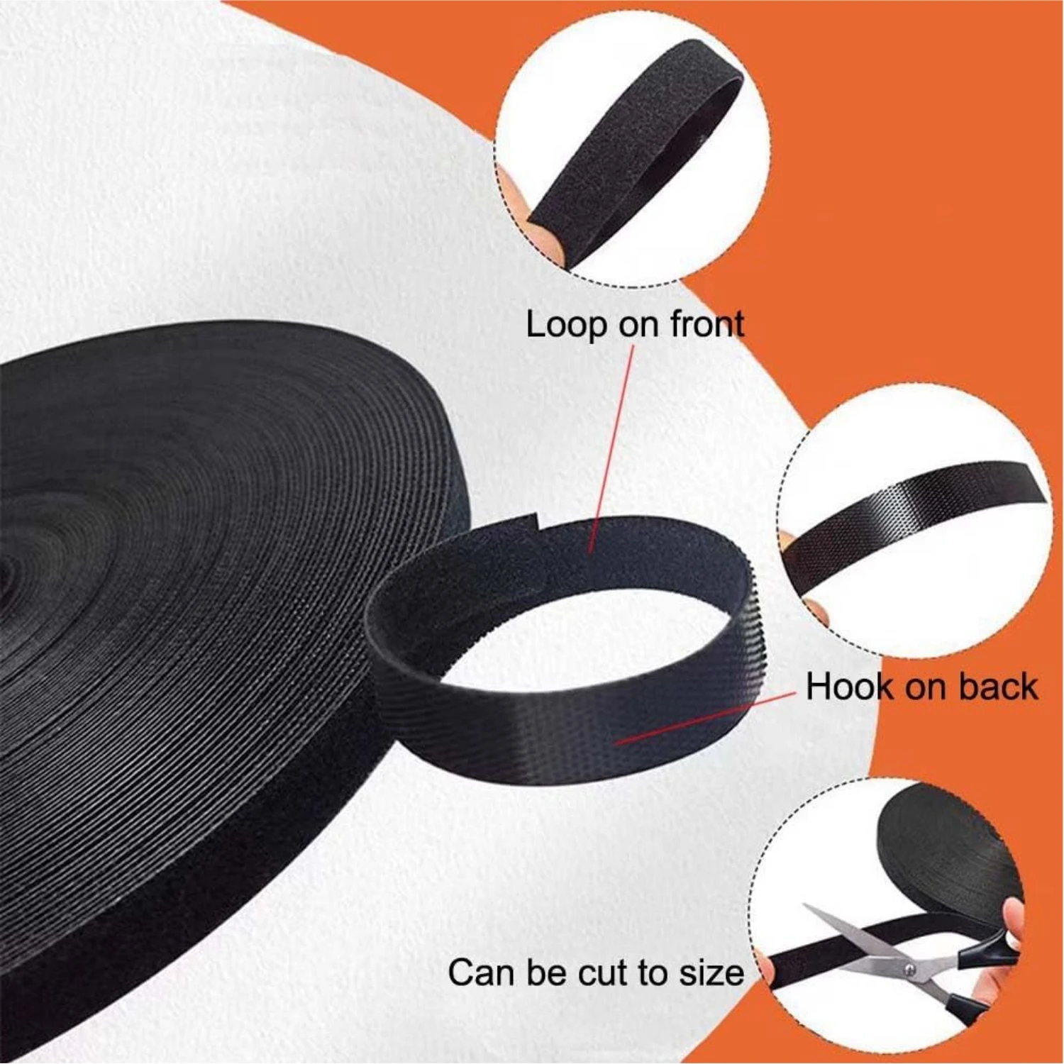 재사용 가능한 훅앤루프 케이블 타이, 길이 조절 가능한 셀프 그립 스트랩, 가정 사무실 PC용 와이어 코드 정리 도구