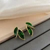 LATS New Korean Arrival Metal Trendy Fresh Lovely Sweet Grey Leaf Stud Earrings for Women 2024 Fashion Jewelry Gifts