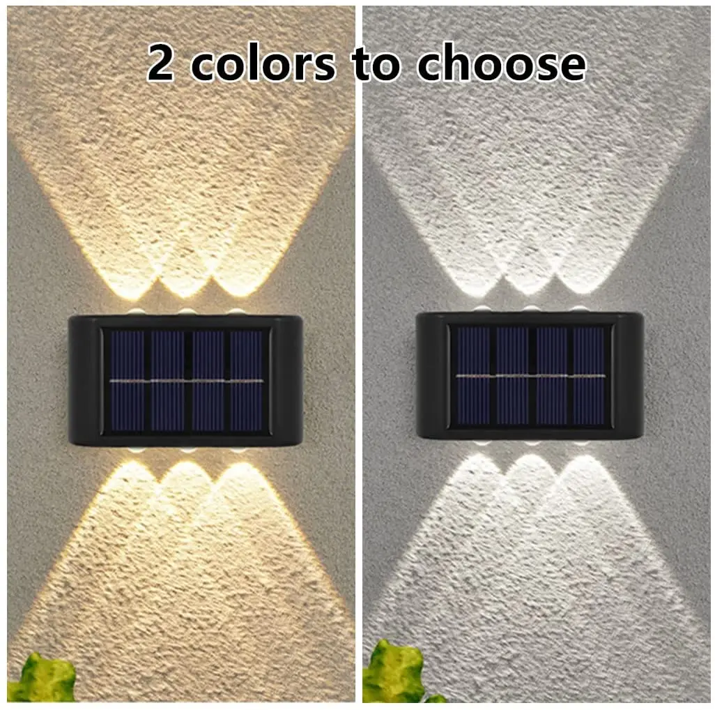New 8led Solar Waterproof Wall Lamp Garden Decoration Outdoor Light Up and Down Luminous Stairs Fence Garden Decorative Lighting