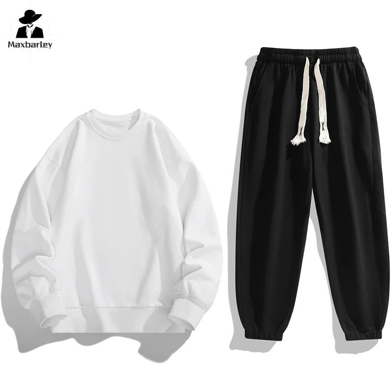 Autumn and Winter Sportswear suit Men's Crewneck Sweatshirt Sports Pants Men's suit 2-piece Casual Warm Men's Clothing Jogging