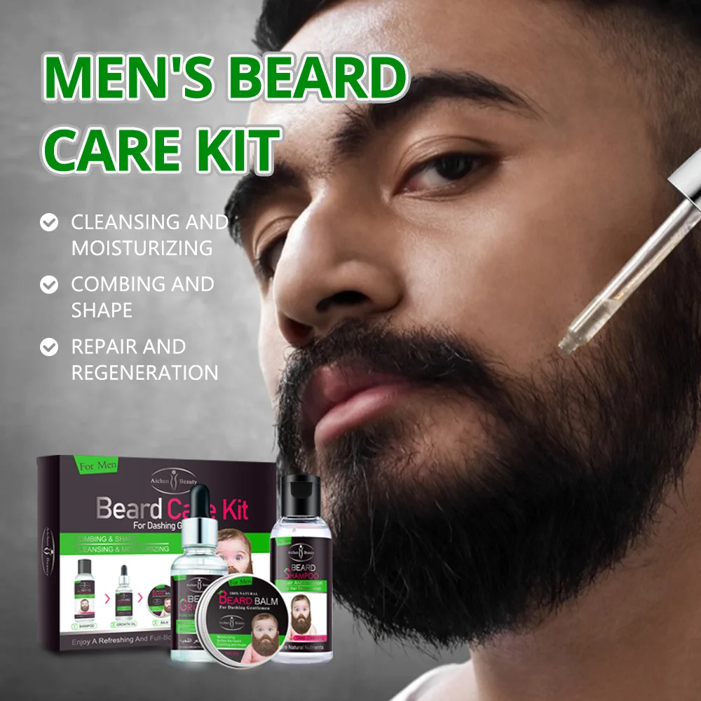 Men's Beard Care Kit 3-piece Set Beard Cream Oil Washing Combination Set Beard Set Facial Care Sets