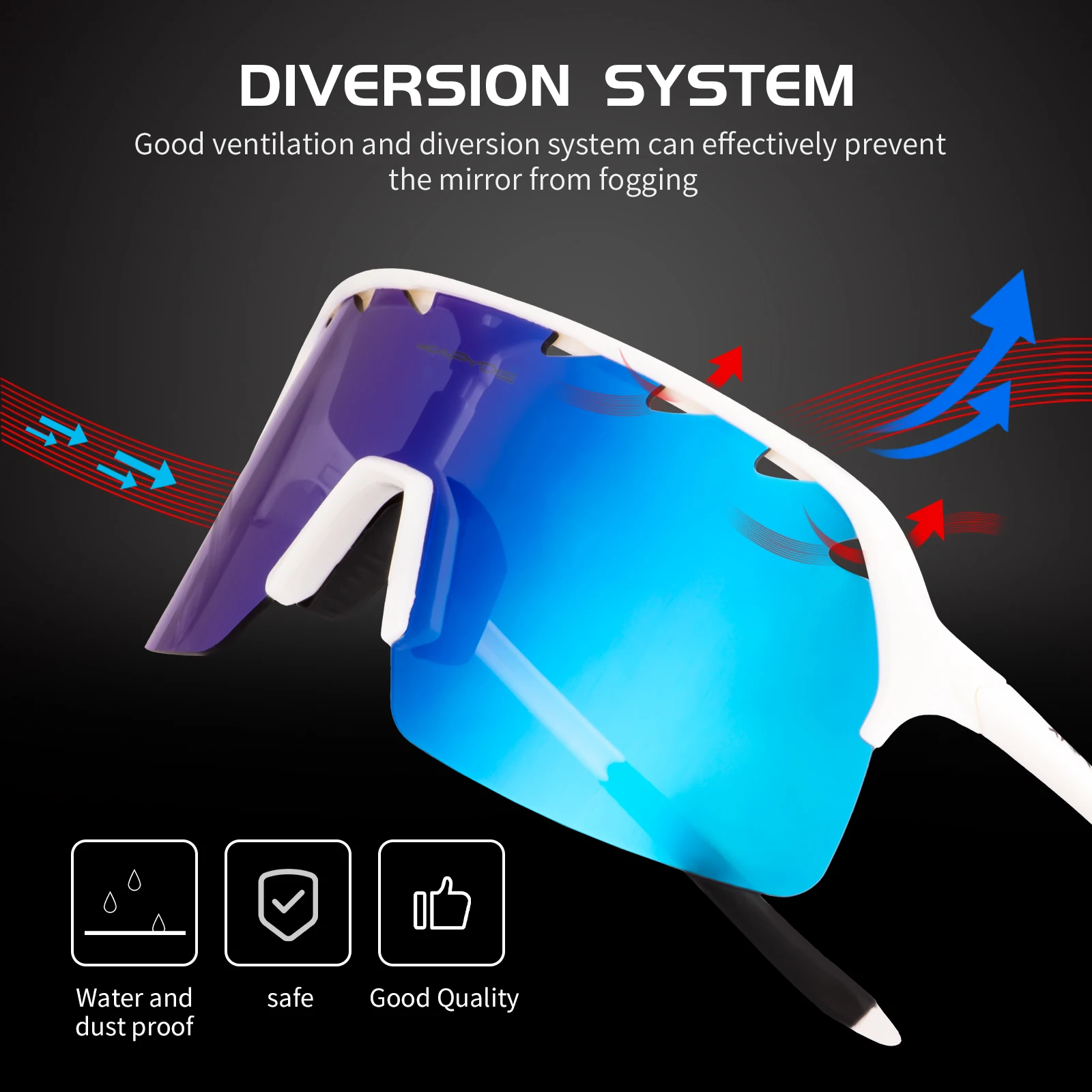 Kapvoe Cycling Glasses Mountain Bike Goggles Uv400 Polarized Bicycle