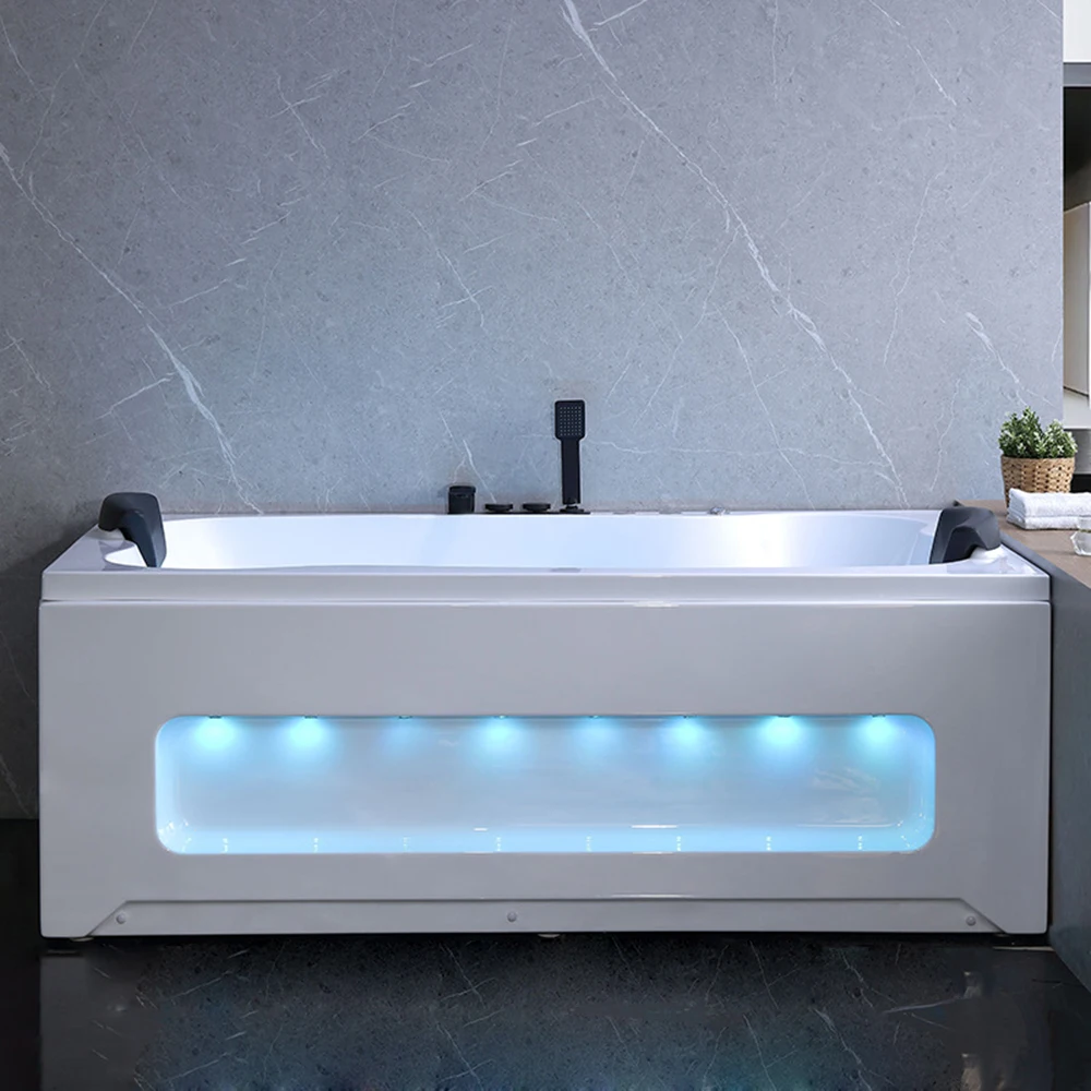 1860mm Bathroom Whirlpool Bathtub LED Colored Lights Indoor Spa Double People Surf Massage Tub 9696-4