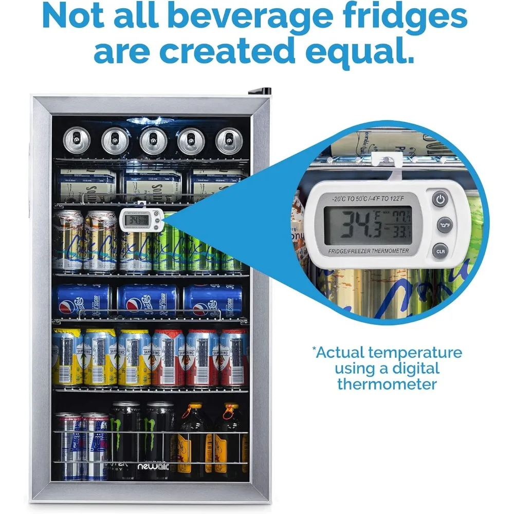 Beverage Refrigerator Cooler 126 Cans Free Standing with Right Hinge Glass Door Mini Fridge Beverage Organizer Perfect