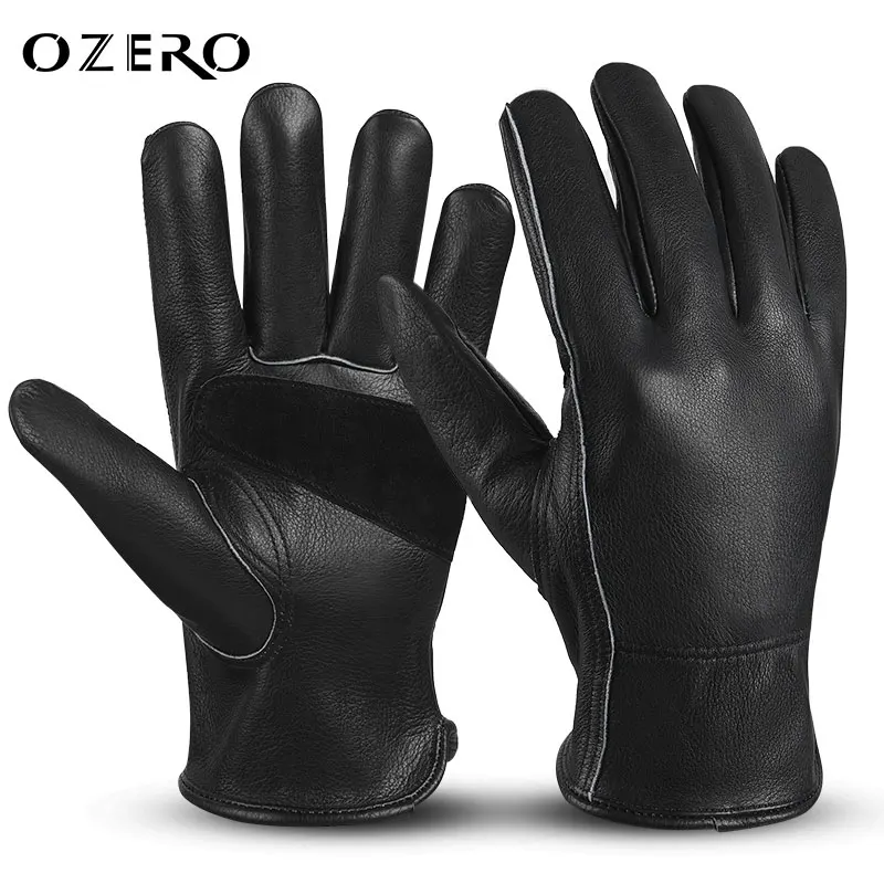 

OZERO Leather Work Gloves Men Mechanical Gardening Farm Safety Heavy Duty Work Wood Working Driving Riding Black Yellow Gloves