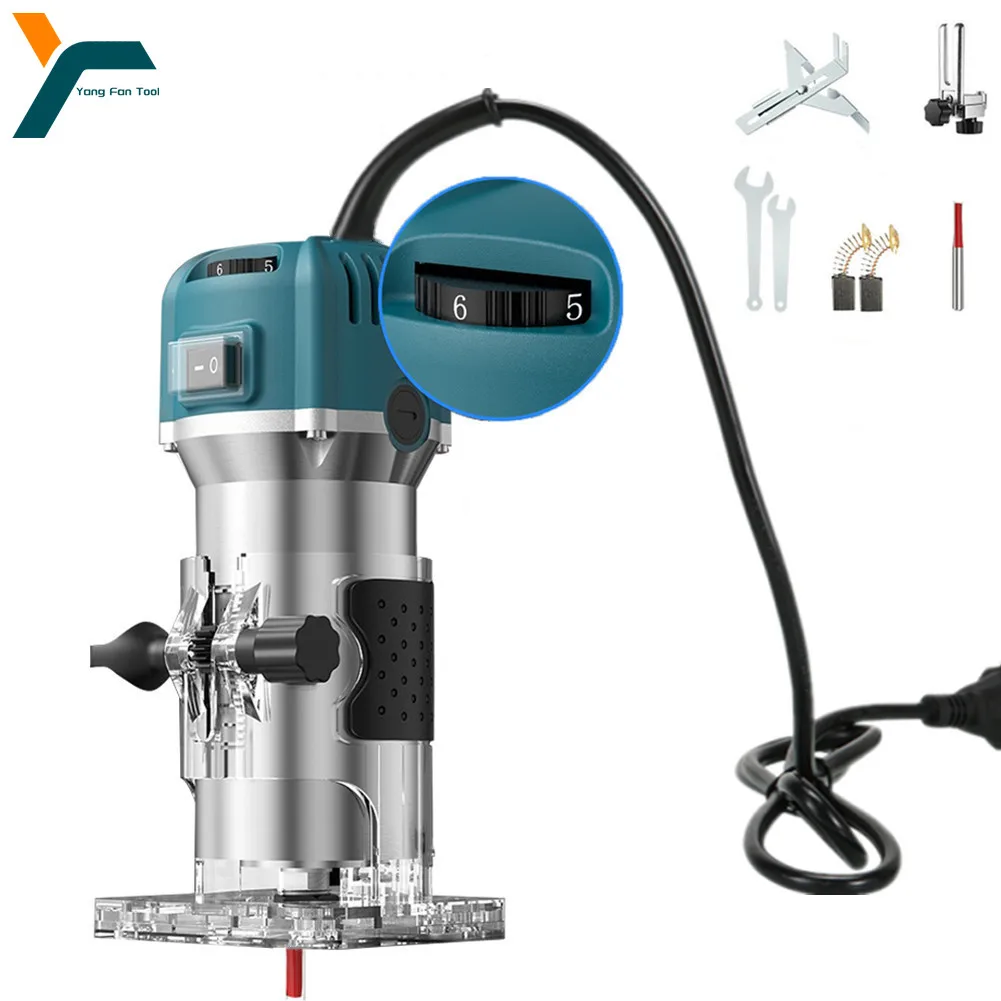 800W Electric Trimmer Wood Router Machine 1/4'' Milling Woodworking Laminate Engraving Slotting Cutting Carpentry Manual Tool wood router