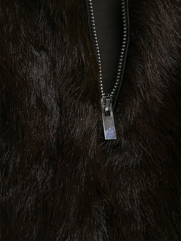 Faux Fur Vest Top Women Fashion Turtleneck Fluffy Vests Coat 2025 Winter Female Elegant Sleeveless Jacket Waistcoat Outerwear