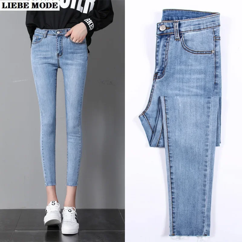 Female Streetwear Stretch Skninny Jeans Trousers Woman High Waist Slim Push Up Ankle Length Jeans Pencil Pants Women