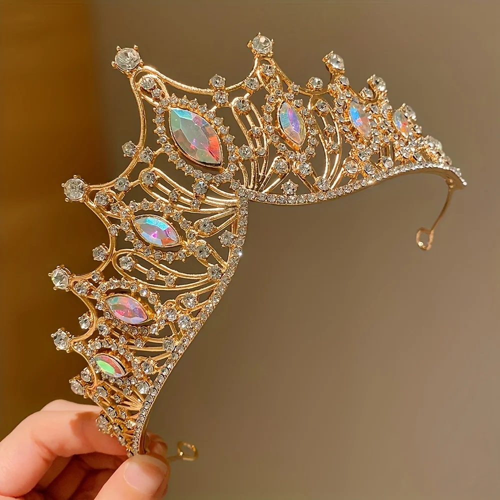 Kids Headwear Golden Crown Headband Sweet Princess Little Girl Party Catwalk Crown Headband 1Pcs